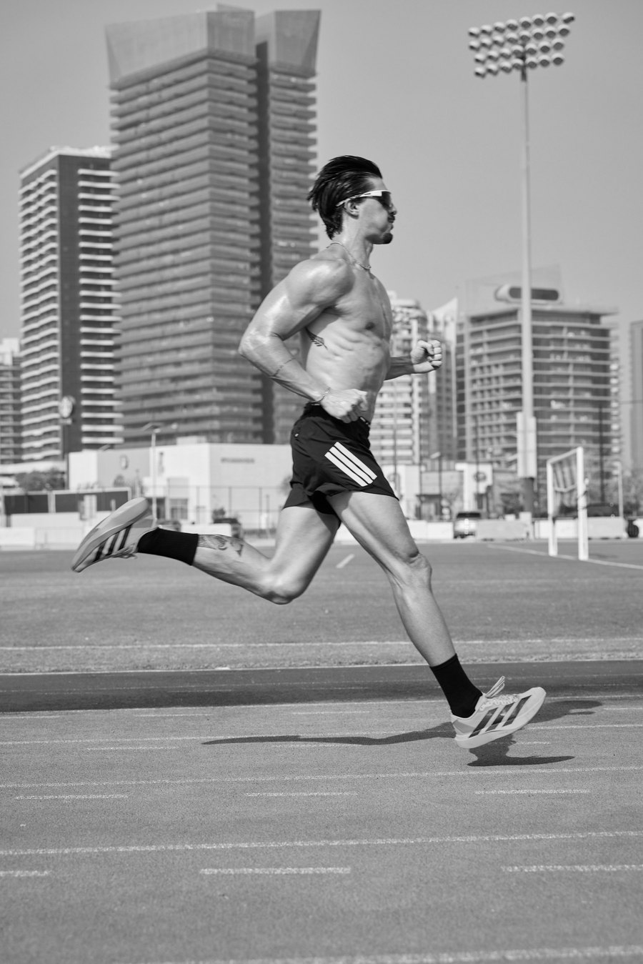 Robbie running on the track
